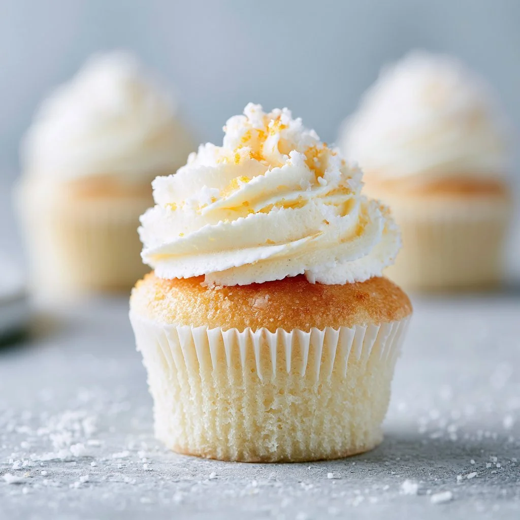 Bakery-soft vanilla cupcakes topped with creamy frosting and sprinkles