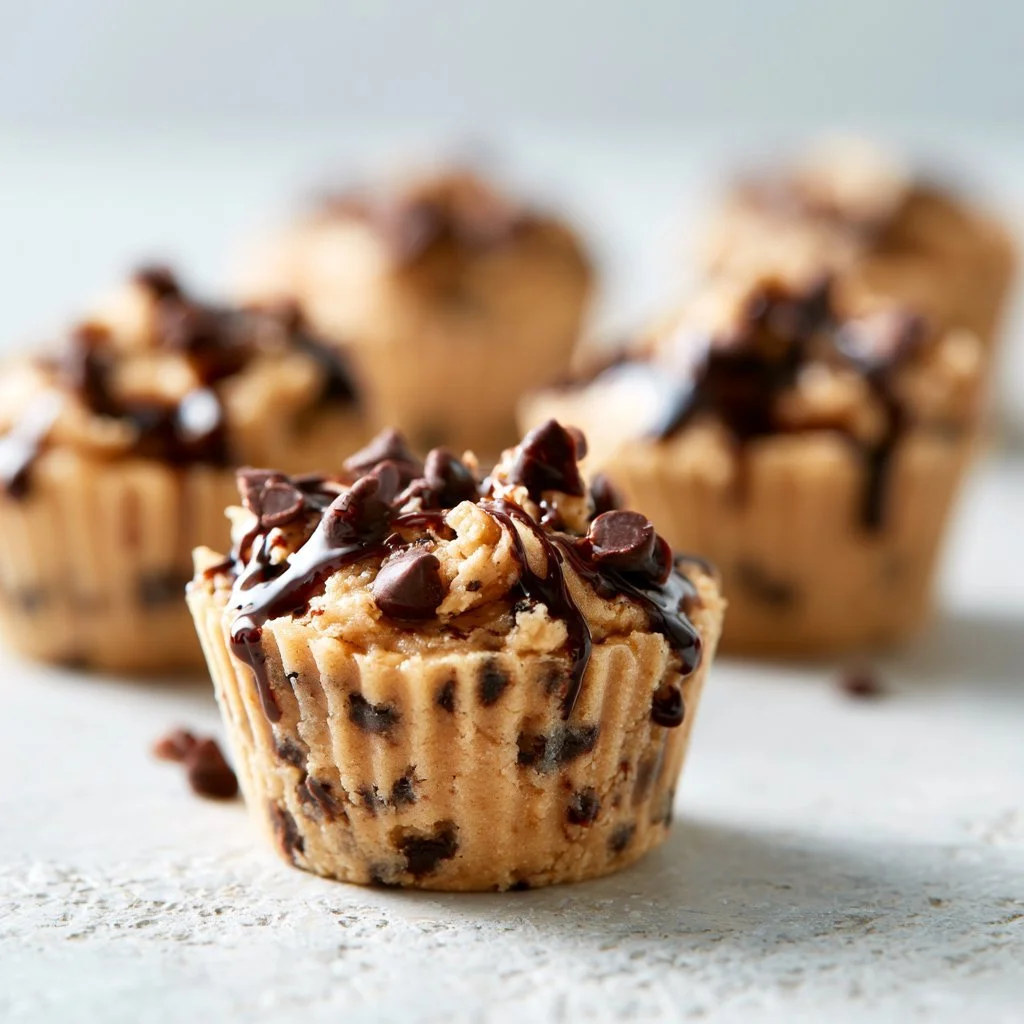 Delicious chocolate chip cookie dough cups ready to be enjoyed