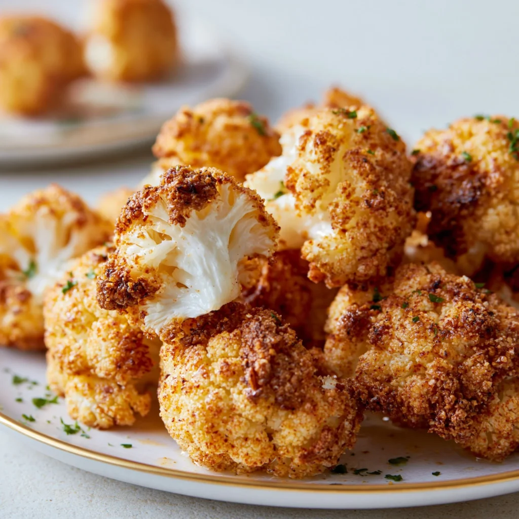 Crispy air fryer cauliflower served as a healthy snack