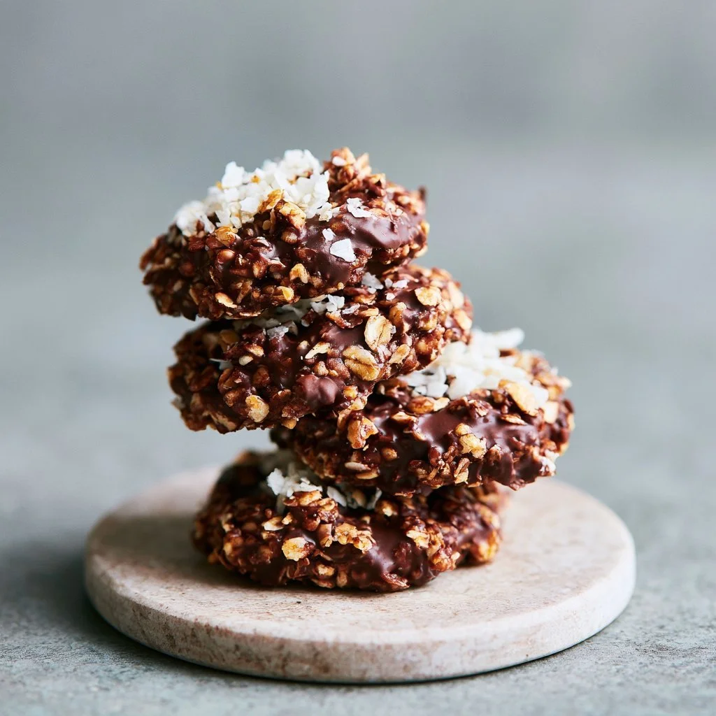 Delicious healthy no-bake cookies on a plate