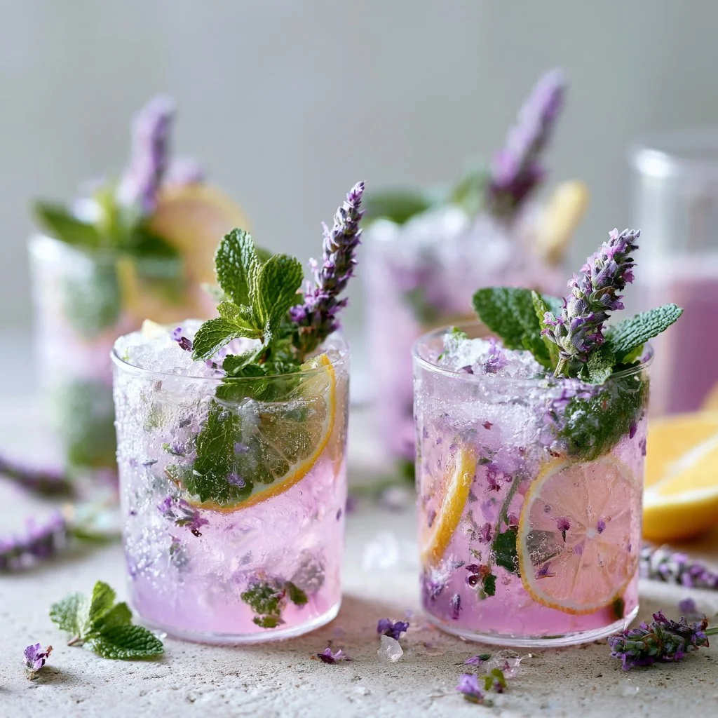 Lavender Mojito Mocktail with mint garnish in a glass