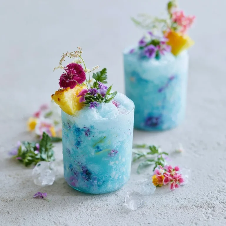 Ocean Love Colada cocktail with tropical flavors and a seaside backdrop.