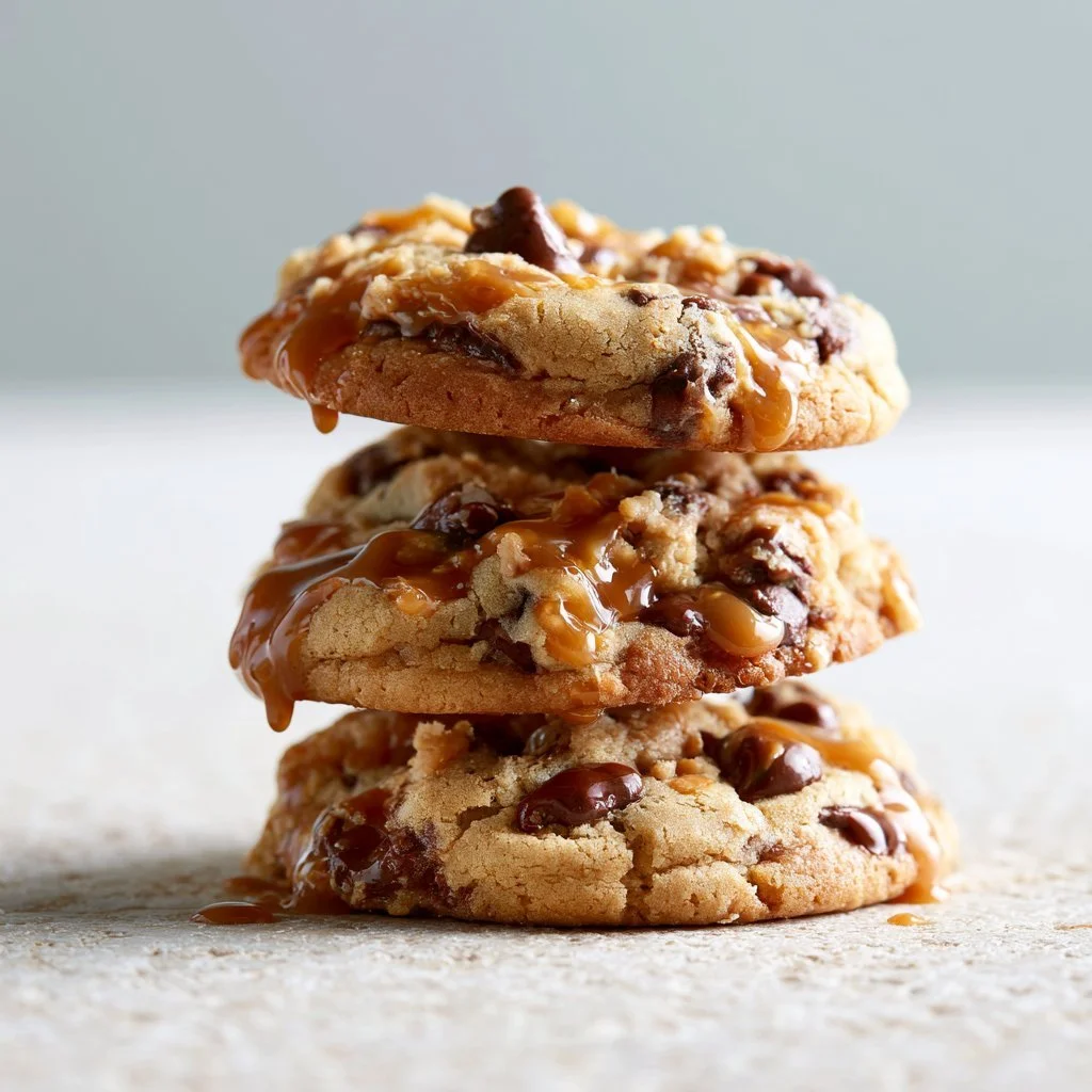 Peanut Butter Chocolate Caramel Cookies