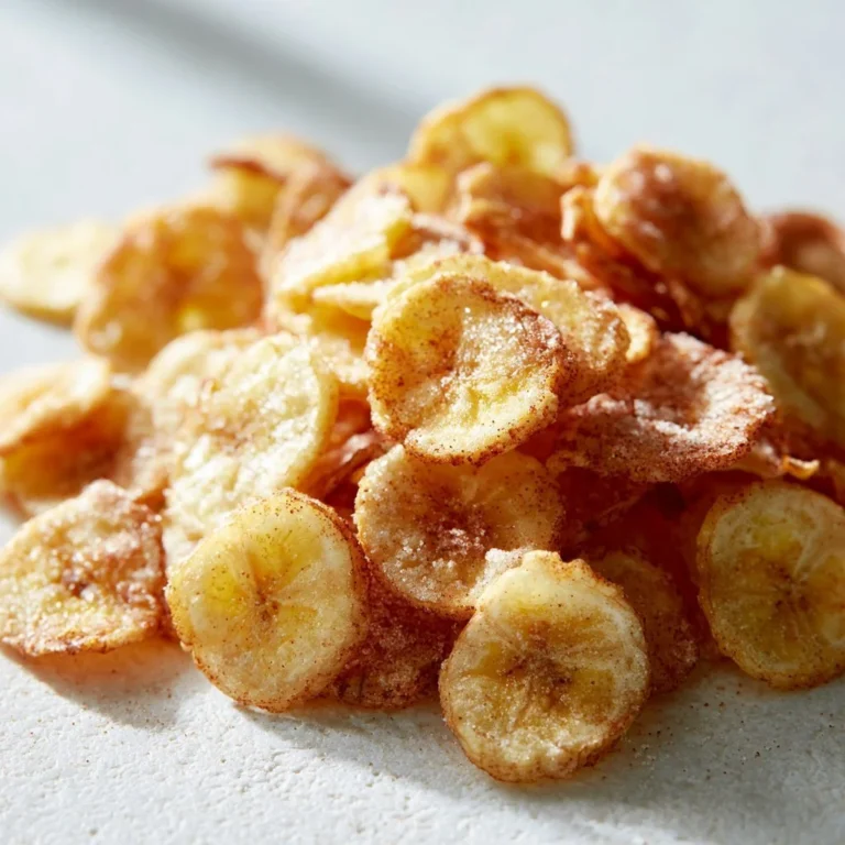 Cinnamon-sugar air fryer banana chips in a bowl