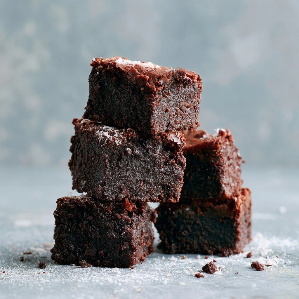 Two-bite brownies freshly baked and served on a plate.